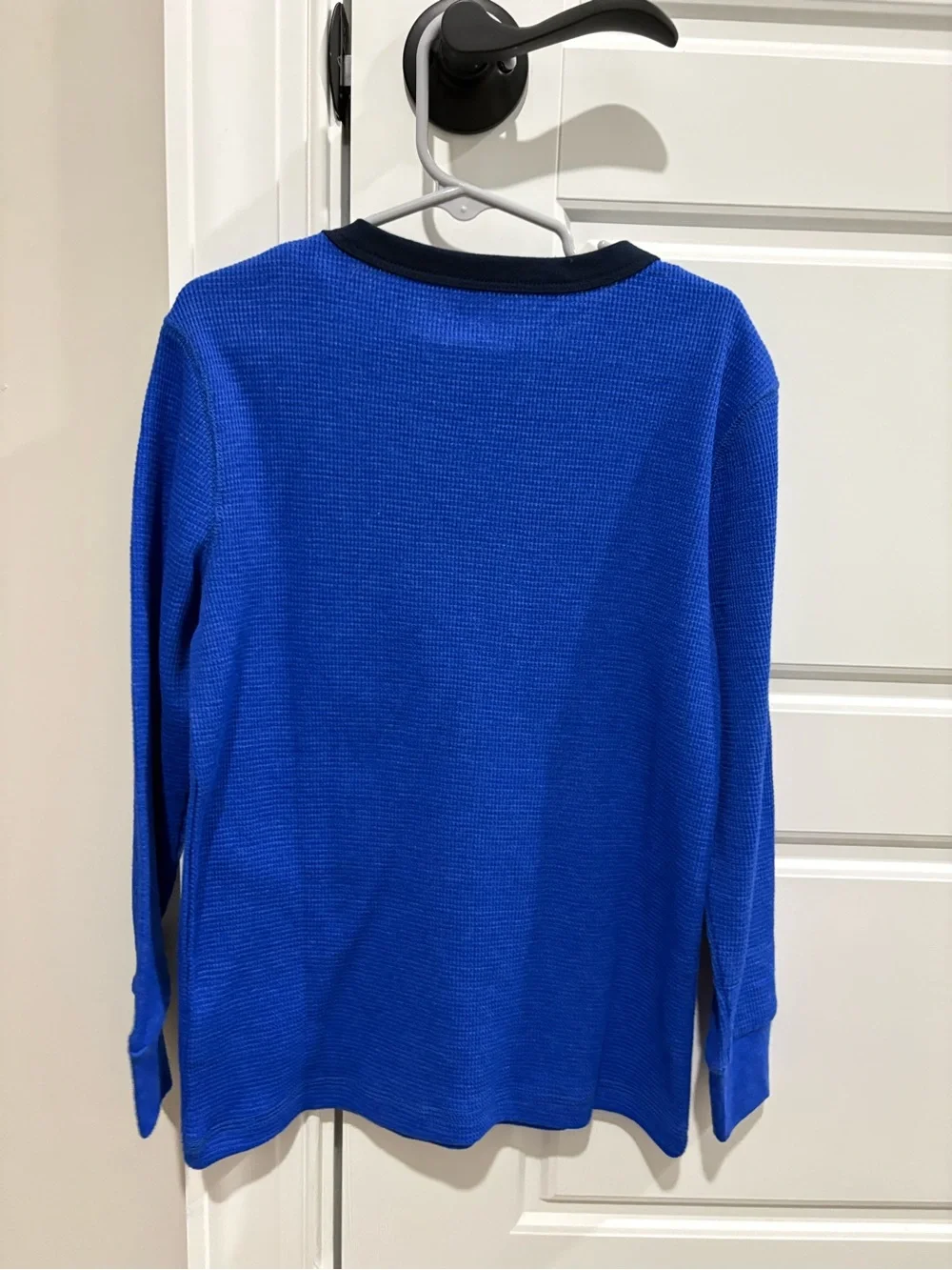 Old Navy Royal Blue Waffle-Knit Long Sleeve Top with Navy Trim